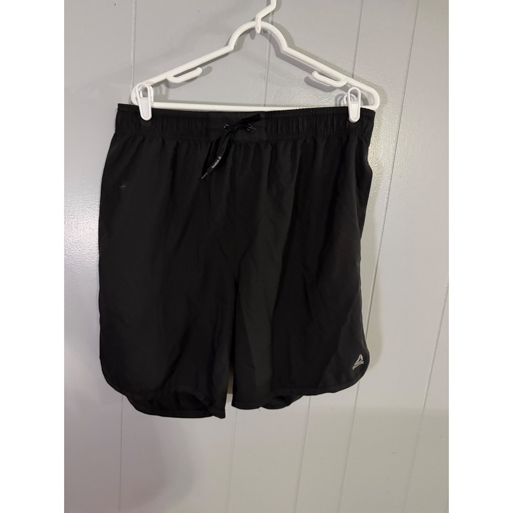 Reebok Athletic Shorts Mens‎ XL Black Drawstring Zipper Pocket Gym Running
